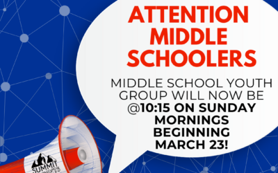 Middle School Youth Group Time Change